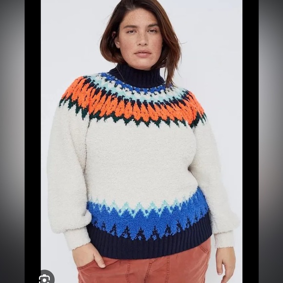 Anthropologie Pilcro Selene Fleece Fairisle Sweater - Picture 1 of 6